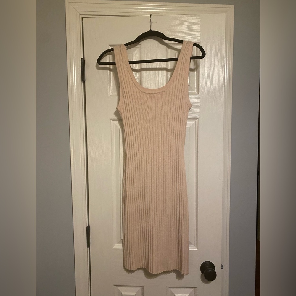 Steve Madden BB Dakota - Cream Ribbed Midi Dress - Picture 3 of 4